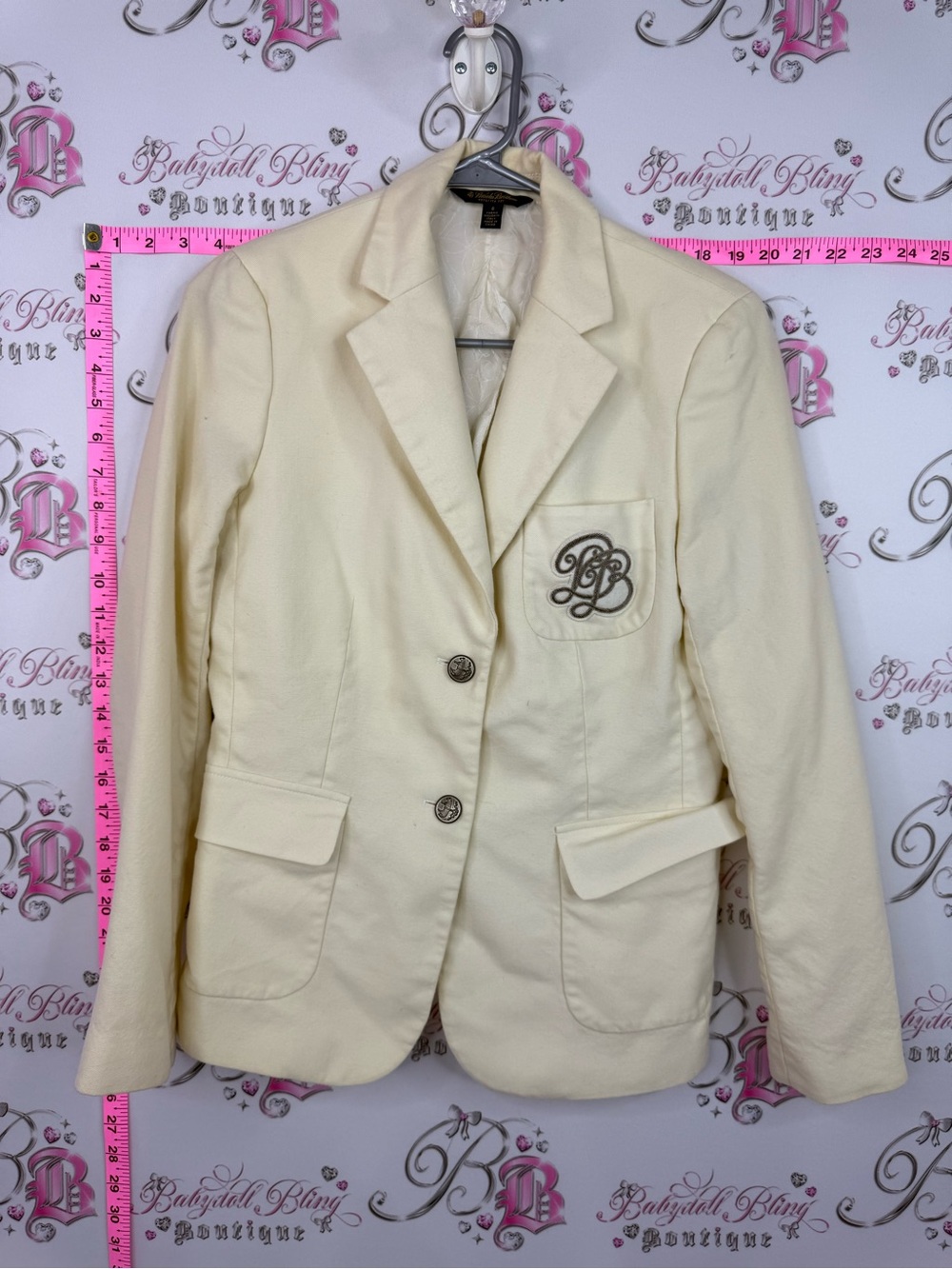Brooks Brothers Italy jacket Cream Single-Breasted Blazer with Embroidered Crest